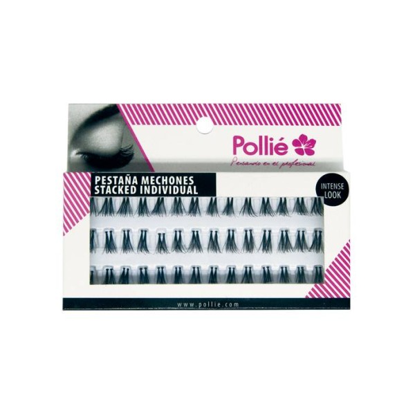 PESTAÑAS POLLIE INDIVIDUAL DUO LARGAS NEGRAS 100% NATURAL