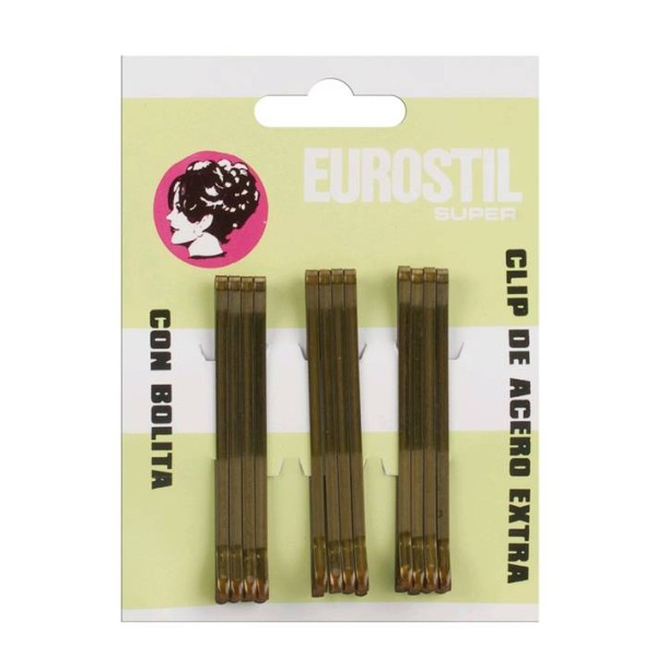 CARTON 12 CLIPS EUROSTIL BRONCE 55 MM