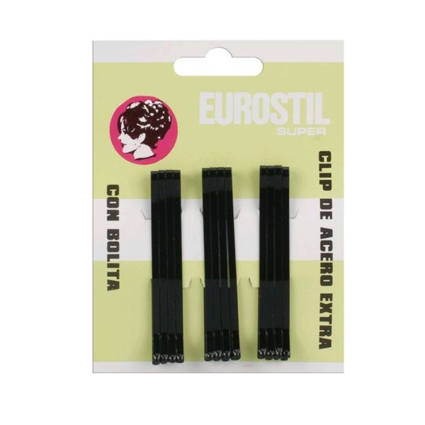 CARTON 12 CLIPS EUROSTIL NEGRO 55 MM